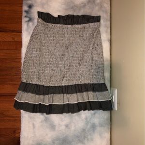 Revolve Lovers & Friends Bodycon Ruffle Ruched Searsucker Pinstripe Mini Skirt